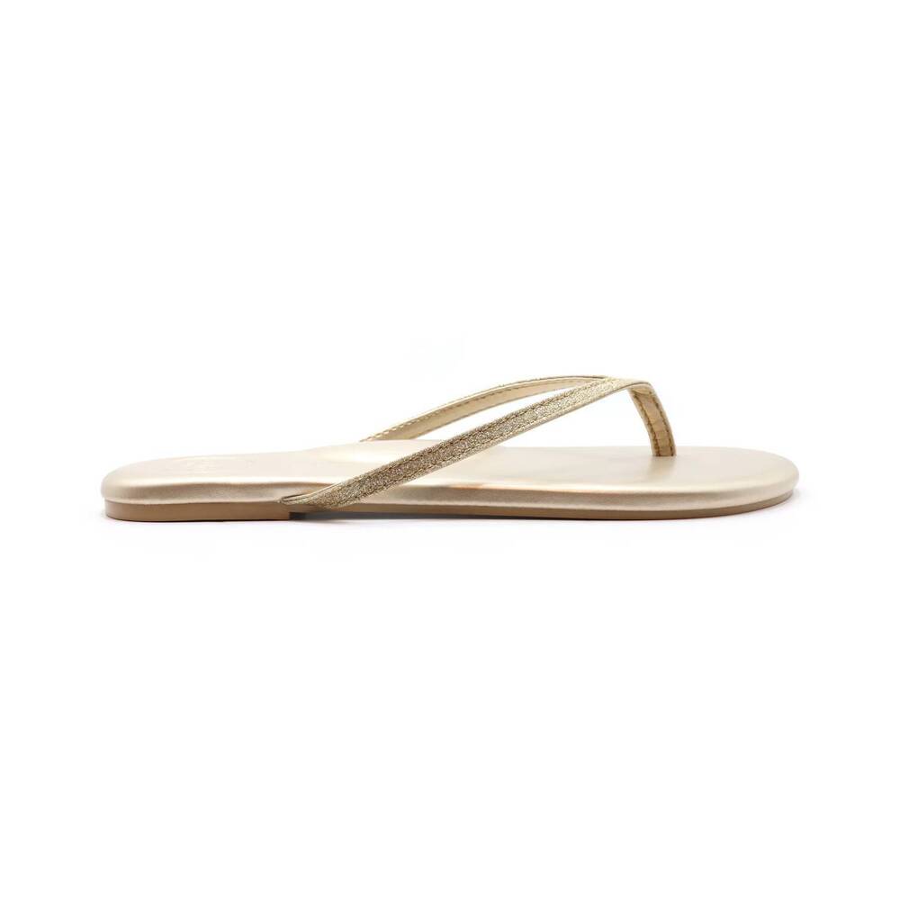 NEW SOLEI SEA women's indie glitter flip flops in champagne